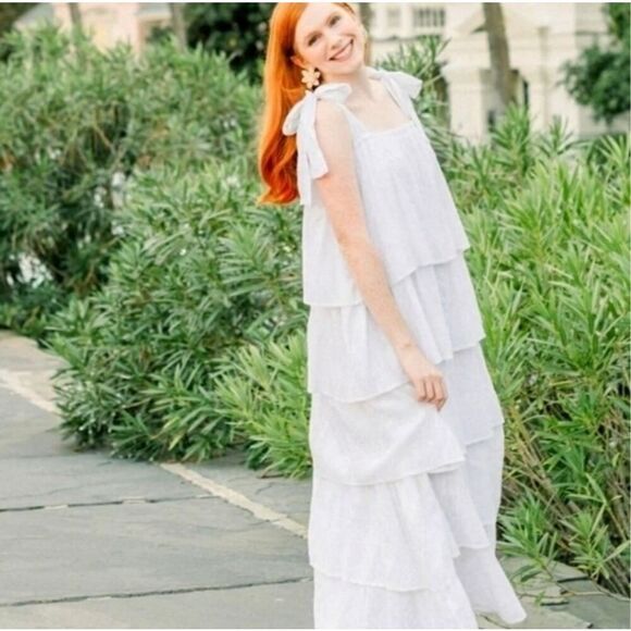 Victoria Dunn White Eyelet Bennet Maxi Dress Size XLarge - Picture 2 of 11